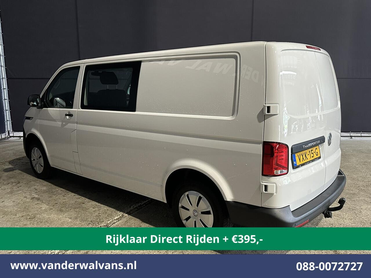 Volkswagen TRANSPORTER 2.0 TDI L2H1 Dubbele Cabine Euro6 *Rijklaar Direct Rijden* Airco | 5-Zits | Navigatie | Trekhaak | Apple Carplay Android Auto, Cruisecontrol, Parkeersensoren