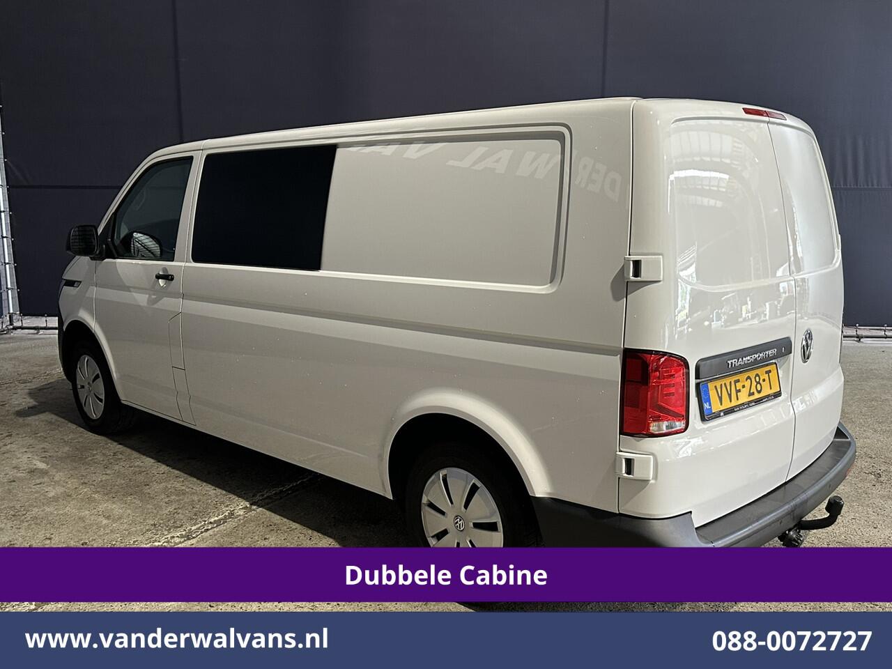 Volkswagen TRANSPORTER 2.0 TDI L2H1 Dubbele Cabine Euro6 Airco | 5-Zits | Navigatie | Trekhaak | Apple Carplay Android Auto, Cruisecontrol, Parkeersensoren