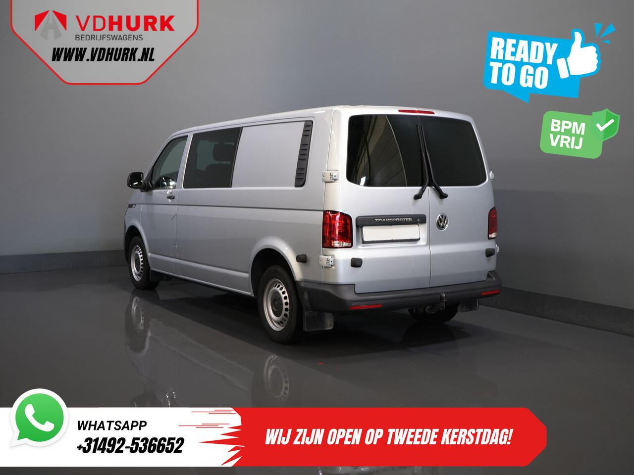 Volkswagen TRANSPORTER T6.1 2.0 TDI 150 pk DSG Aut. L2 DC BPM VRIJ! Dubbel Cabine 6 Pers./ Lage KM!/ Adapt.Cruise/ 270Gr. Deuren/ Navi/ Carplay/ Trekhaak