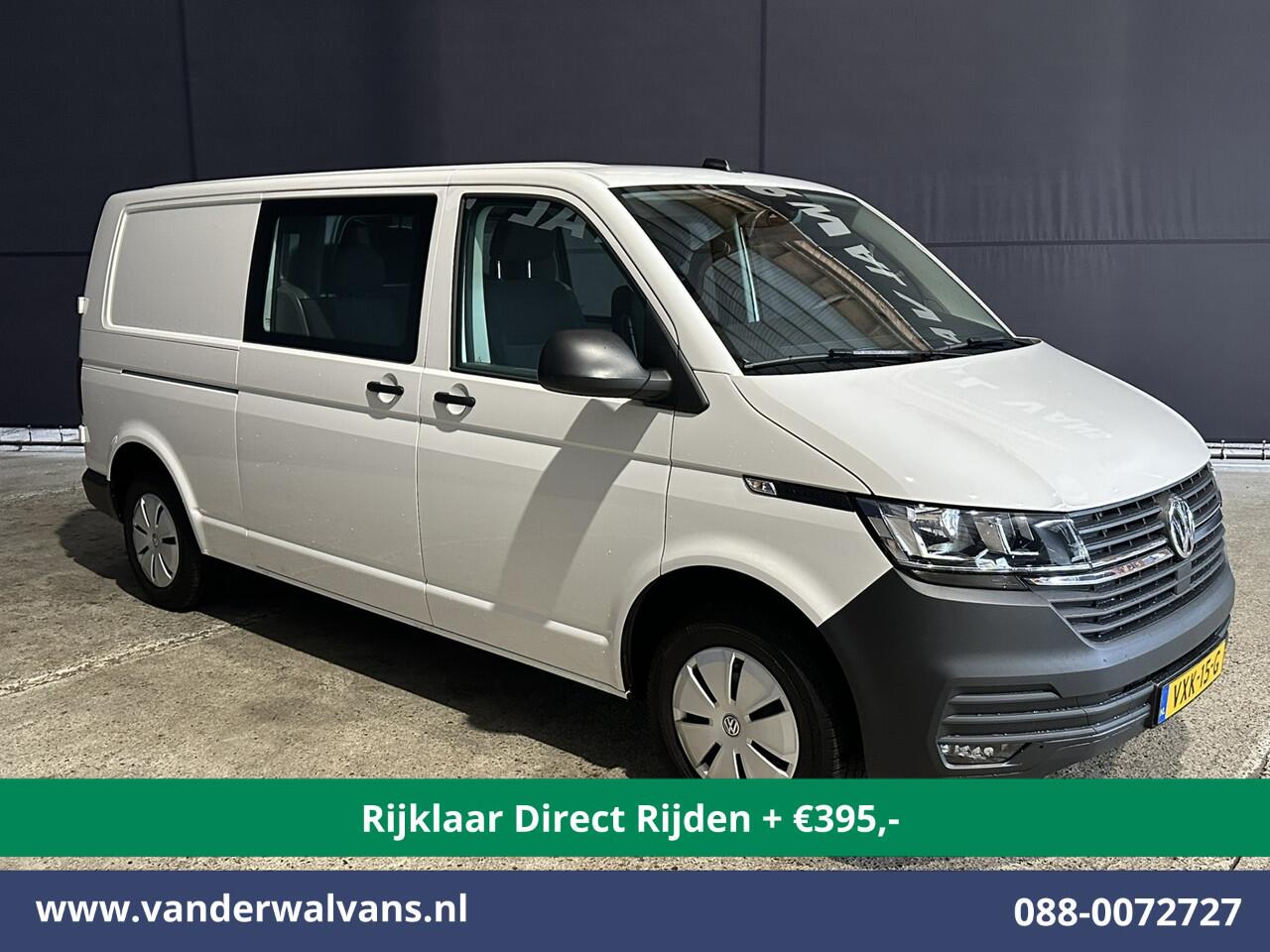 Volkswagen TRANSPORTER 2.0 TDI L2H1 Dubbele Cabine Euro6 *Rijklaar Direct Rijden* Airco | 5-Zits | Navigatie | Trekhaak | Apple Carplay Android Auto, Cruisecontrol, Parkeersensoren