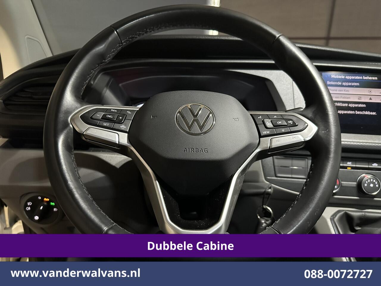 Volkswagen TRANSPORTER 2.0 TDI L2H1 Dubbele Cabine Euro6 Airco | 5-Zits | Navigatie | Trekhaak | Apple Carplay Android Auto, Cruisecontrol, Parkeersensoren