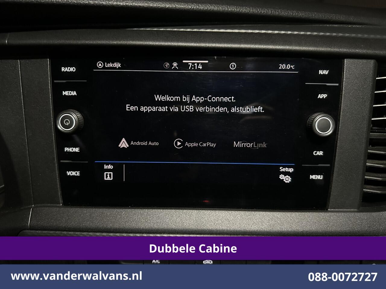 Volkswagen TRANSPORTER 2.0 TDI L2H1 Dubbele Cabine Euro6 Airco | 5-Zits | Navigatie | Trekhaak | Apple Carplay Android Auto, Cruisecontrol, Parkeersensoren