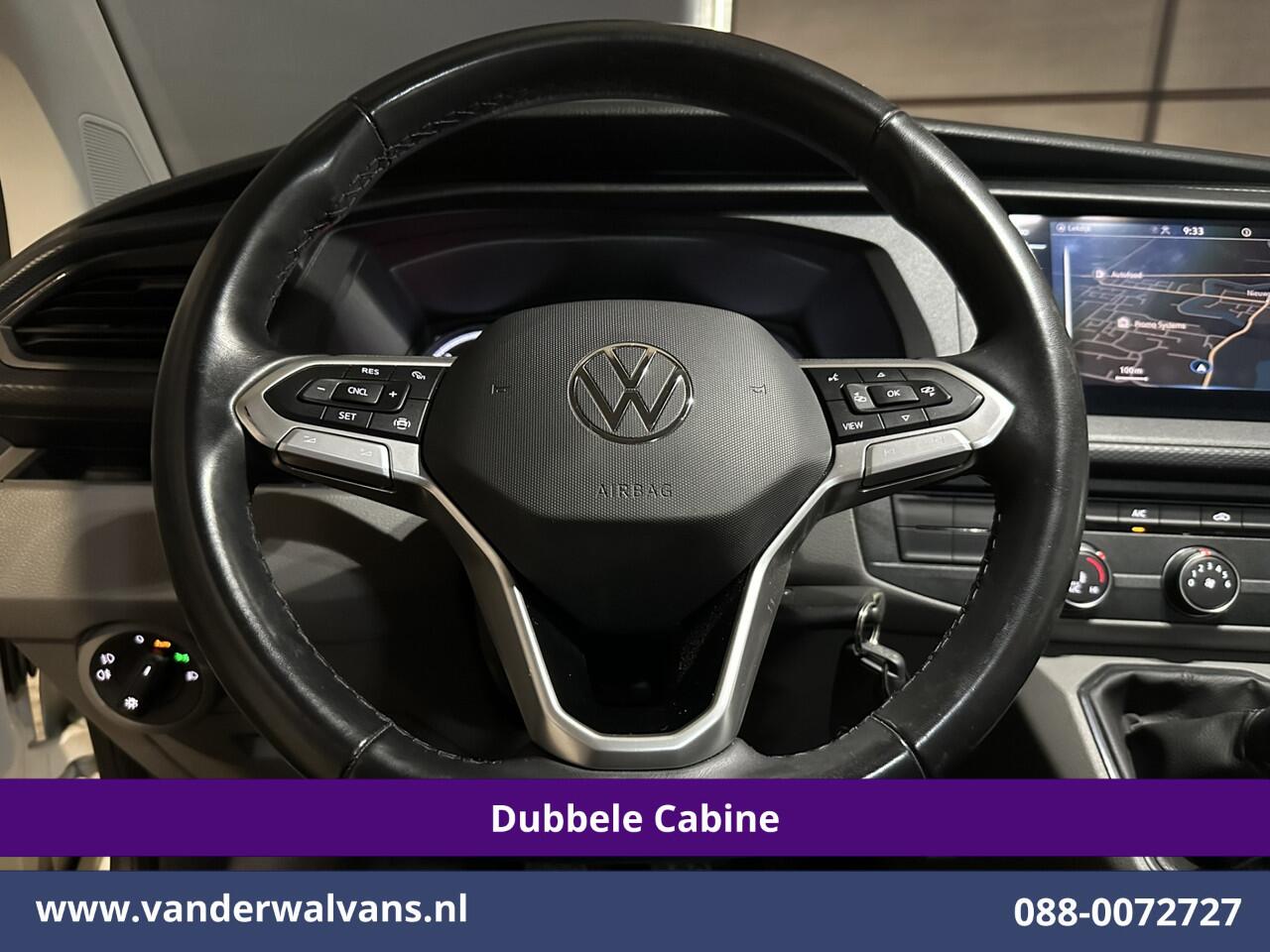 Volkswagen TRANSPORTER 2.0 TDI L2H1 Dubbele Cabine Euro6 Airco | 5-Zits | Navigatie | Trekhaak | Apple Carplay Android Auto, Cruisecontrol, Parkeersensoren