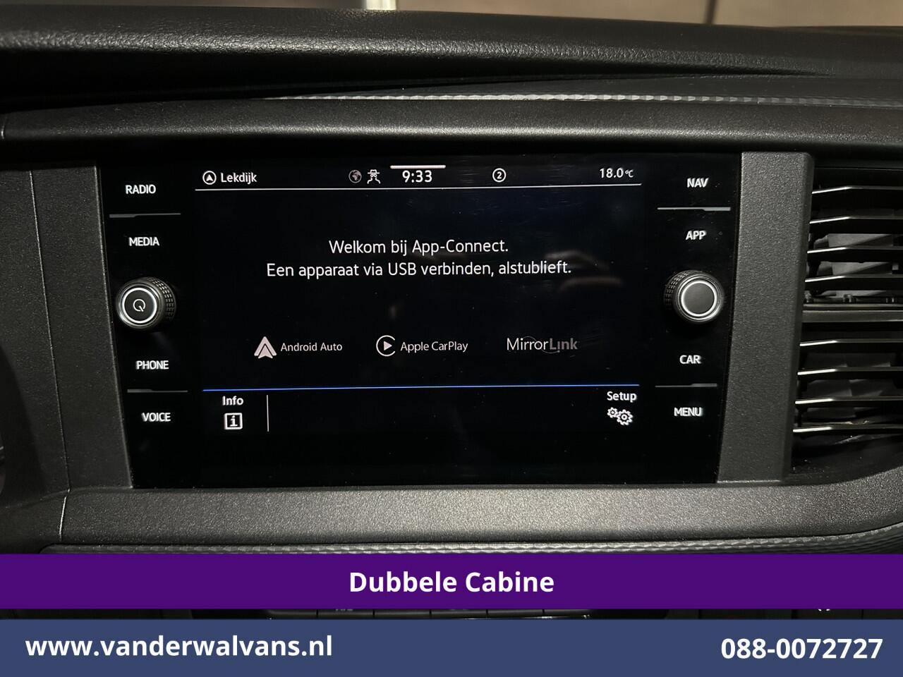 Volkswagen TRANSPORTER 2.0 TDI L2H1 Dubbele Cabine Euro6 Airco | 5-Zits | Navigatie | Trekhaak | Apple Carplay Android Auto, Cruisecontrol, Parkeersensoren