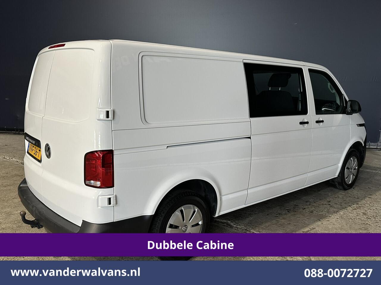 Volkswagen TRANSPORTER 2.0 TDI L2H1 Dubbele Cabine Euro6 Airco | 5-Zits | Navigatie | Trekhaak | Apple Carplay Android Auto, Cruisecontrol, Parkeersensoren