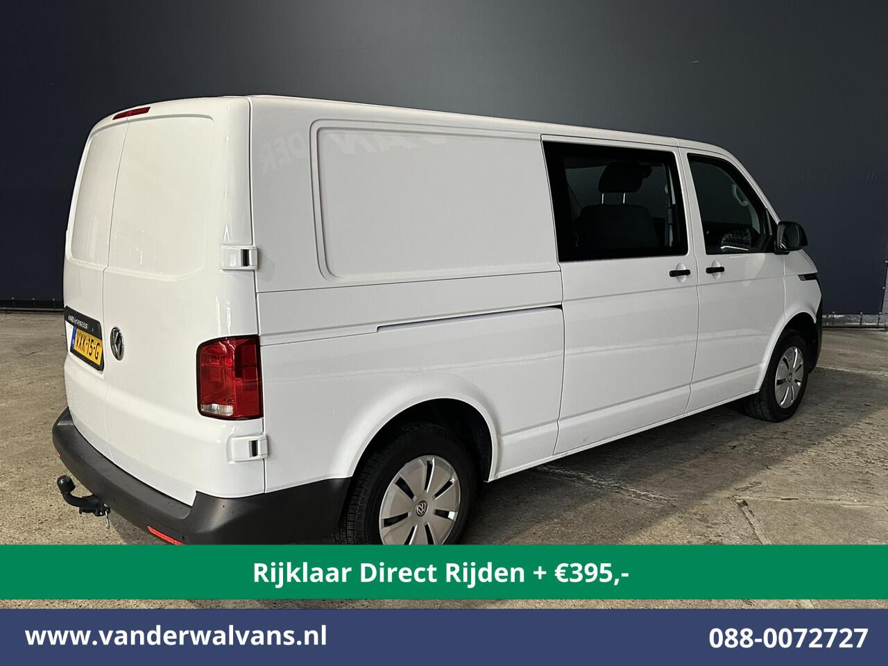 Volkswagen TRANSPORTER 2.0 TDI L2H1 Dubbele Cabine Euro6 *Rijklaar Direct Rijden* Airco | 5-Zits | Navigatie | Trekhaak | Apple Carplay Android Auto, Cruisecontrol, Parkeersensoren