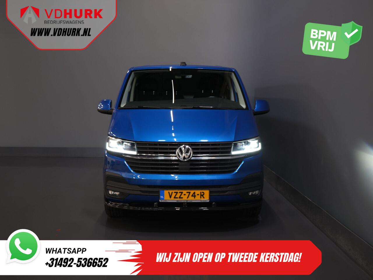 Volkswagen TRANSPORTER T6.1 2.0 TDI 150 pk L2 DSG Aut. Highline BPM VRIJ! Adapt.Cruise/ 19"LMV/ Spoiler/ Sidebars/ 2.5t Trekhaak/ Standkachel/ Stoelverw./ LED/ Carplay/ Navi/ Camera/ PDC/ Airco