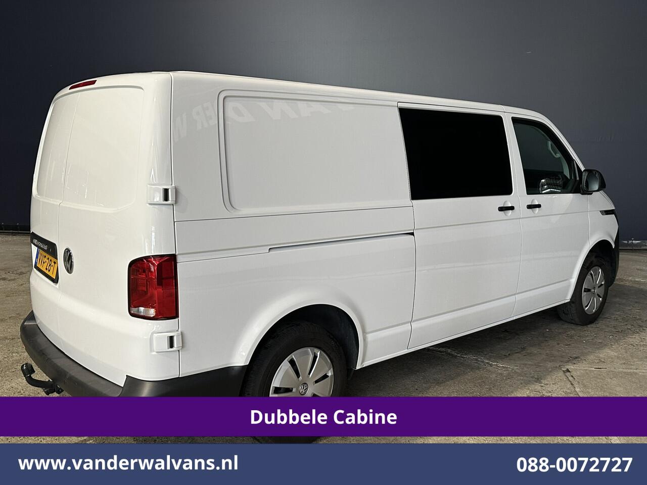 Volkswagen TRANSPORTER 2.0 TDI L2H1 Dubbele Cabine Euro6 Airco | 5-Zits | Navigatie | Trekhaak | Apple Carplay Android Auto, Cruisecontrol, Parkeersensoren