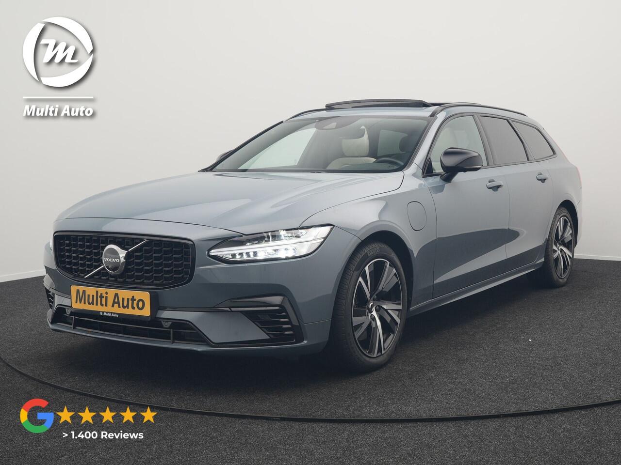 Volvo V90 T6 AWD R-Design Plug In Hybrid 340pk Dealer O.H PHEV | Trekhaak Af Fabriek | Panodak | Adaptive Cruise | Head Up | Harman & Kardon | 360 Camera | Lederen Sporstoelen Memory & Verwarmd | Pilot Assist | Apple Carplay | Navigatie | DAB |