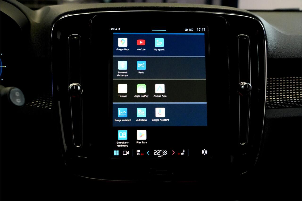 Volvo XC40 Recharge Twin Plus AWD 300kW/408pk Aut. R-Design SOH 92% ADAPT.CRUISE + EL.TREKHAAK + CAMERA + BLIS + PILOT ASSIST + GOOGLE DASHBOARD + LANE ASSIST + SPORTSTOELEN + STOEL-&STUURVERWARMING + PARKSENSOREN V&A + 19" LM-VELGEN!!