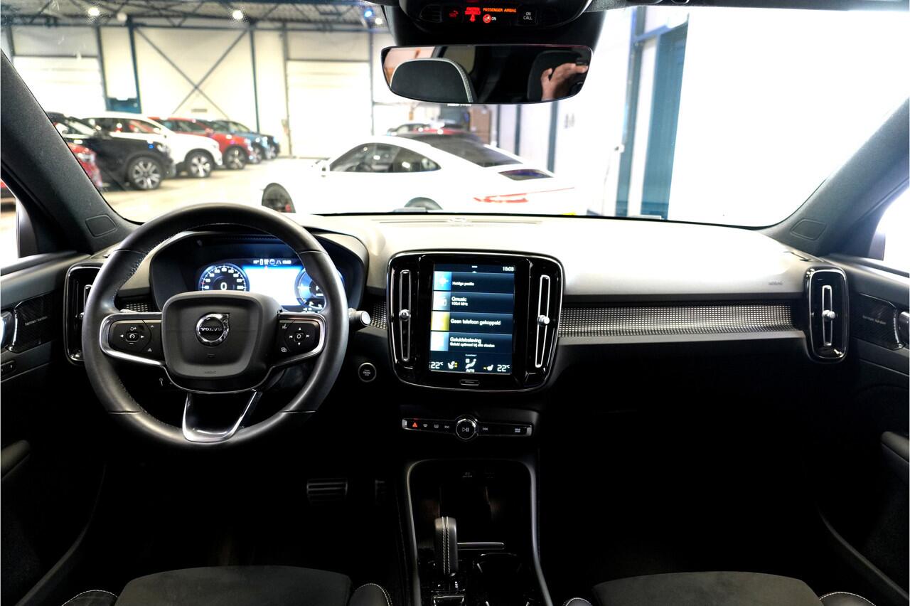 Volvo XC40 1.5 T4 155kW/211pk DCT7 Recharge R-Design PANORAMADAK + HARMAN/KARDON + LEER/ALCANTARA + EL.STOEL MET MEMORY + STOEL-&STUURVERWARMING + ADAPT.CRUISE + LANE ASSIST + NAVI SENSUS + KEYLESS ENTRY&GO + CAMERA + PARKSENSOREN V&A + 19" LM-VELGEN!!