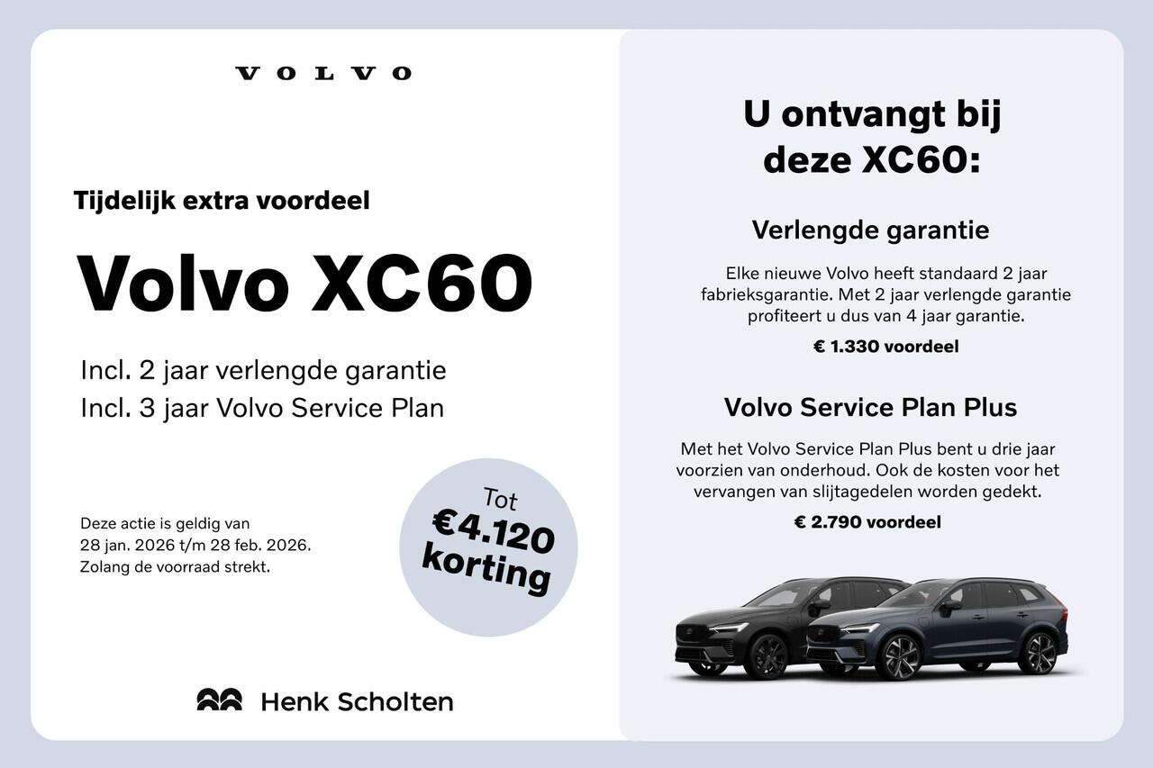 Volvo XC60 T6 Plug-in hybrid AWD Plus Black Edition | Direct Leverbaar | Head Up Display | 360 Graden Camera | Luchtvering | Climate Pack | Panoramisch Schuif-/Kanteldak | Adaptieve Cruise Control | 21 inch Lichtmetalen Velgen |